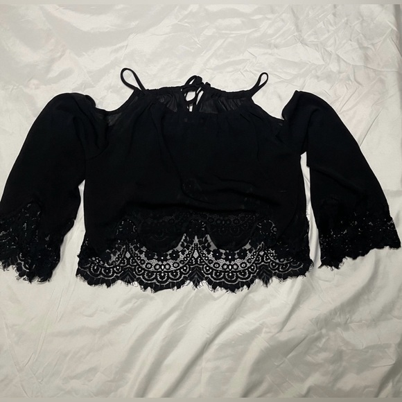 Tops - Black lace see through top